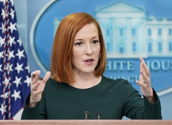 FILE - White House press secretary Jen Psaki speaks during a press briefing at the White House in Washington on March 9, 2022. Psaki has officially landed at MSNBC, where she is expected to make appea ...