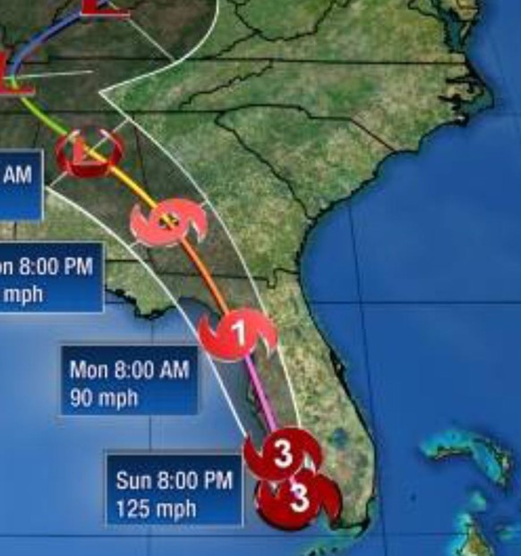 So sieht es gemäss Hurrikan-Tracker derzeit aus.
