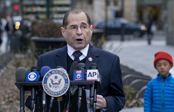 House Judiciary Committee Chairman Jerrold Nadler, D-N.Y, speaks during a news conference at a subway station in the Upper West Side neighborhood of New York Sunday, March 24, 2019, in the wake of Att ...