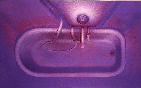 Hans Ruedi Giger: Badewanne II (1970), Öl auf Holz.