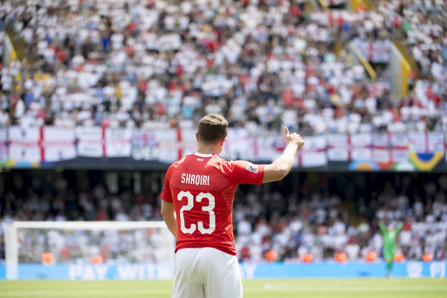 epa07637027 Switzerland&#039;s midfielder Xherdan Shaqiri during the UEFA Nations League third place soccer match between Switzerland and England in Guimaraes, Portugal, 09 June 2019. EPA/JEAN-CHRISTO ...