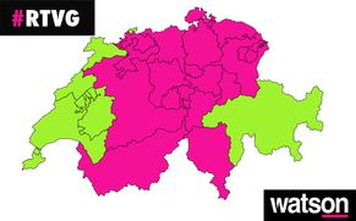 Pink: Diese Kantone haben zum RTVG Nein gesagt.