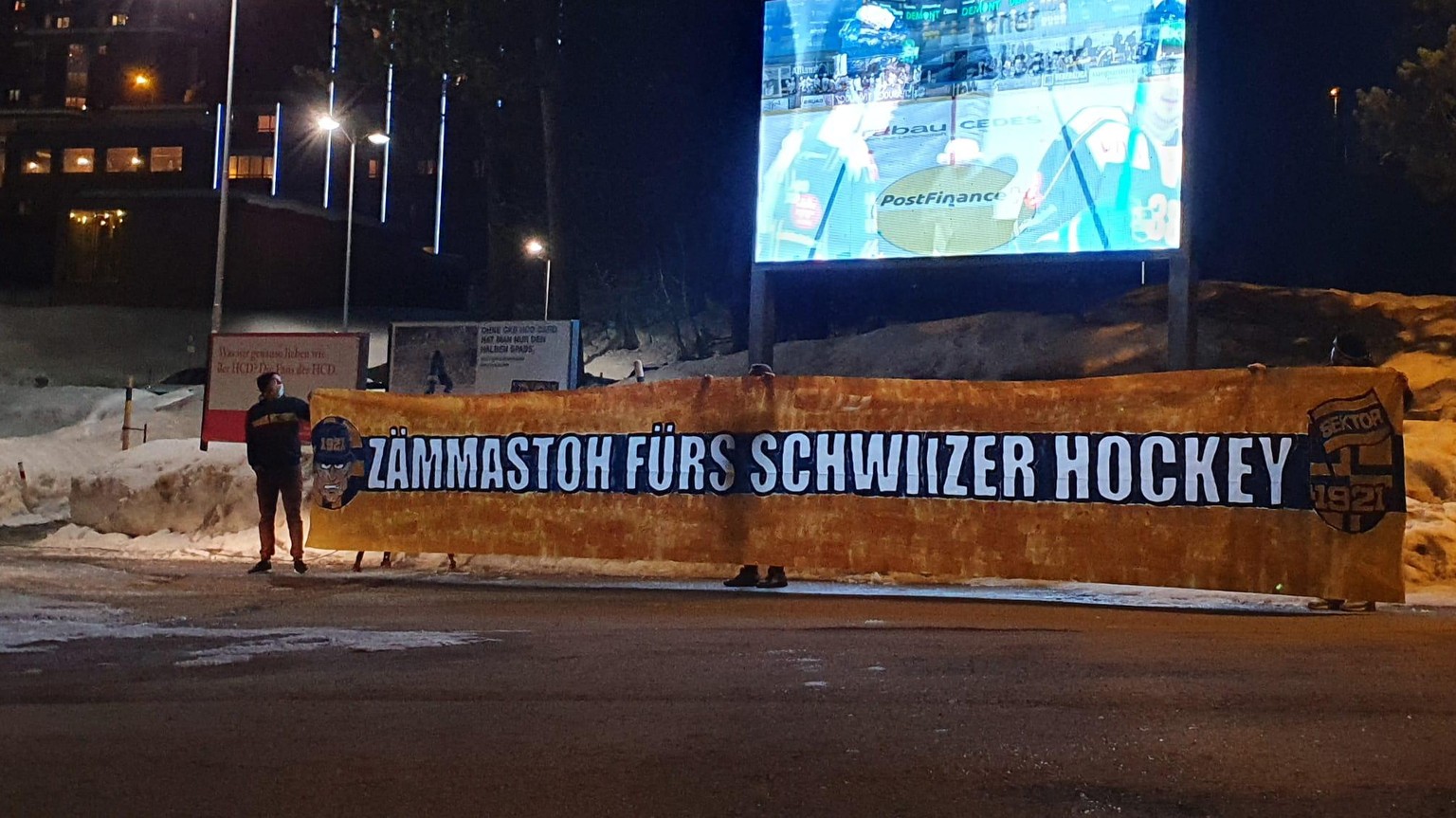 Protest-Aktion gegen die Ligareform der National League in Davos