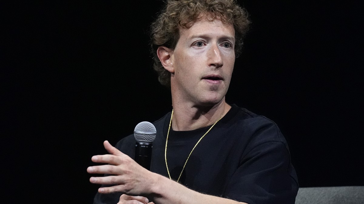 Mark Zuckerberg, chief executive officer of Meta, makes a point during an appearance at SIGGRAPH 2024, the premier conference on computer graphics and interactive techniques, Monday, July 29, 2024, in ...