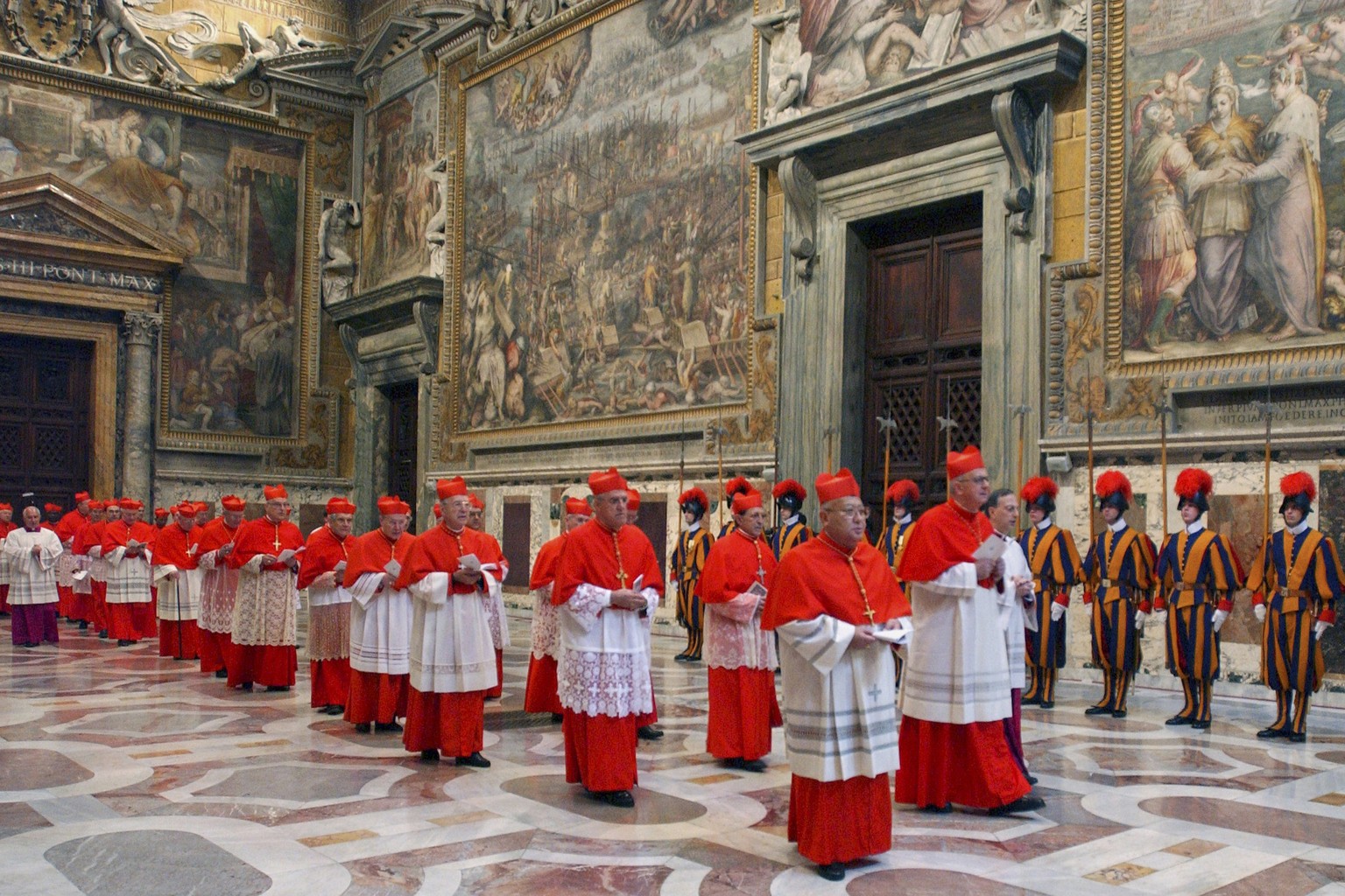 FILE - Cardinals walk in procession to the Sistine Chapel at the Vatican, at the beginning of the conclave, April 18, 2005. (Osservatore Romano via AP, File)
Vatican Pope Conclave Movie