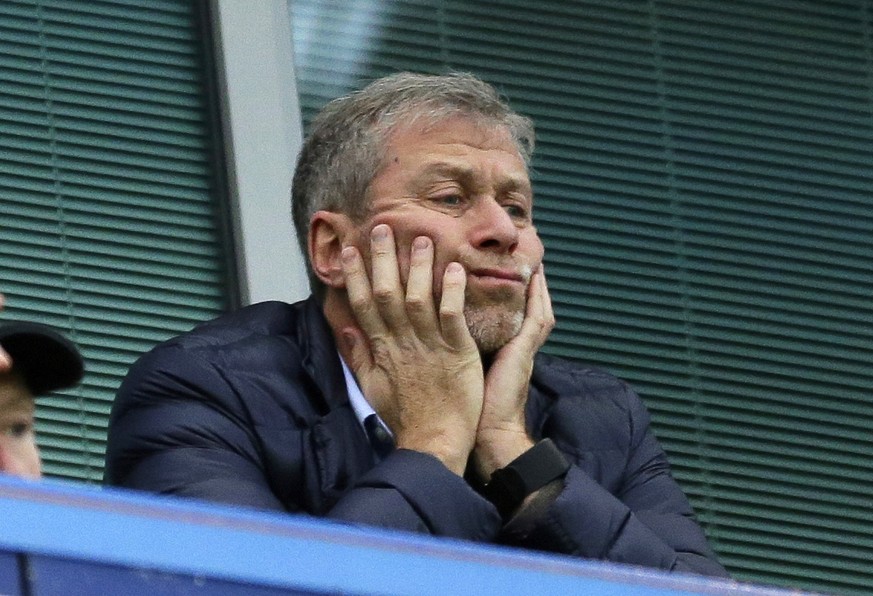 FILE - Chelsea soccer club owner Roman Abramovich sits in his box before their English Premier League soccer match against Sunderland at Stamford Bridge stadium in London, Dec. 19, 2015. Chelsea owner ...