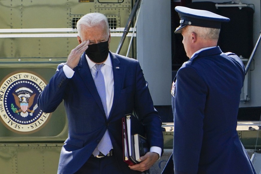 President Joe Biden arrives at Delaware Air National Guard Base in New Castle, Del., Thursday, Aug. 12, 2021. (AP Photo/Manuel Balce Ceneta)
Joe Biden
