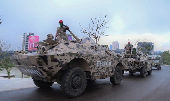 epa09560033 (FILE) The Ethiopian National Defence conducts exercises in the inaugural event of Sheger park during a military parade in Addis Ababa, Ethiopia, 10 September 2020 (issued 02 November 2021 ...