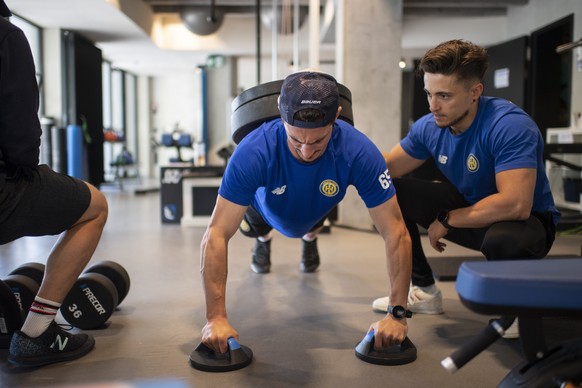 Marc Wieser im Sommertraining beim HC Davos, aufgenommen am Donnerstag, 18. Juni 2020, in Davos. (KEYSTONE/Gian Ehrenzeller)