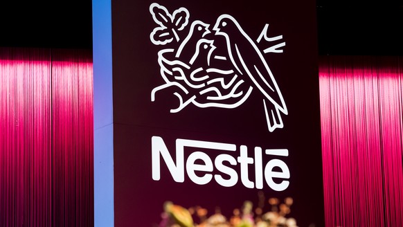 ARCHIVBILD ZUR JAHRESBILANZ 2021 VON NESTLE, AM DONNERSTAG, 17. FEBRUAR 2022 - A logo is pictured during the general meeting of the world&#039;s biggest food and beverage company, Nestle Group, in Lau ...