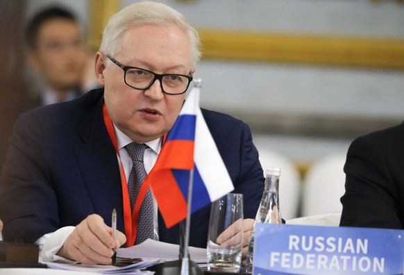 FILE - Russian Deputy Foreign Minister and head of delegation Sergei Ryabkov attends a Treaty on the Non-Proliferation of Nuclear Weapons (NPT) conference in Beijing of the UN Security Council's five permanent members (P5) China, France, Russia, the United Kingdom, and the United States, China, Jan. 30, 2019. Ryabkov, who heads the Russian delegation at the security talks, described the demand for guarantees precluding NATO's expansion to Ukraine and other ex-Soviet nations as &quot;absolutely essential&quot; and warned that the U.S. refusal to discuss it would make further talks senseless. (Thomas Peter/Pool Photo via AP, File)