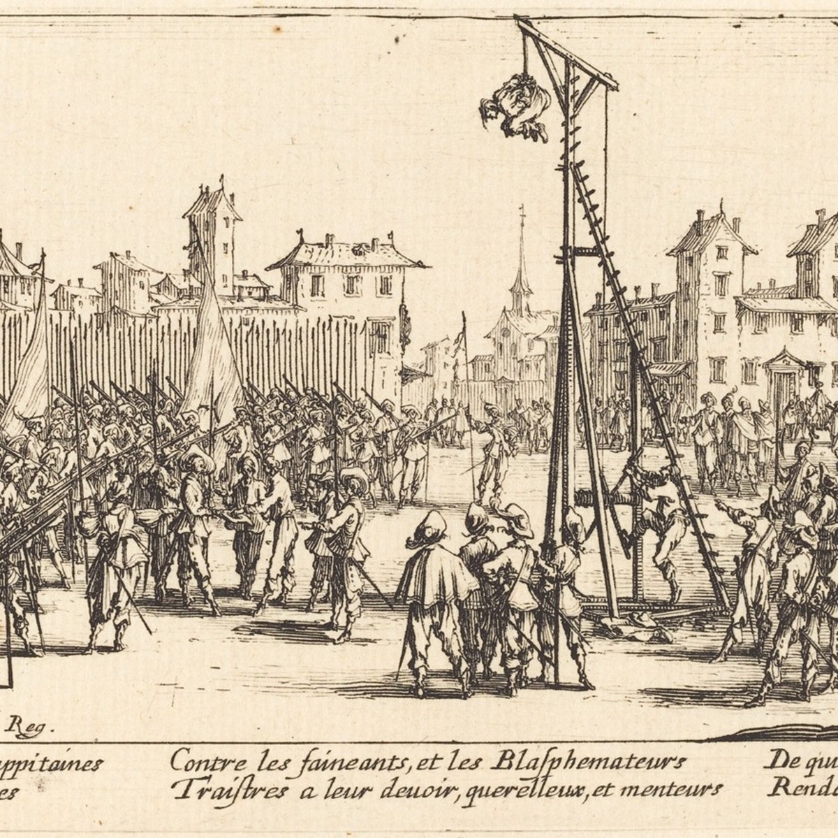 L'estrapade, dans une illustration de Jacques Callot, 17e siècle.