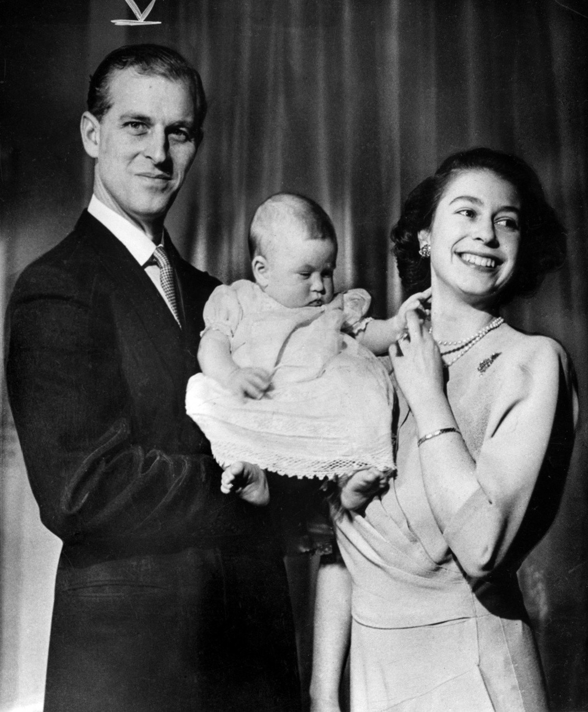 Le 20 avril 1949, avec tout le jeune prince et futur roi Charles.