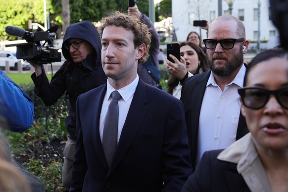 FILE - Meta CEO Mark Zuckerberg arrives for a landmark trial over whether social media platforms deliberately addict and harm children, Wednesday, Feb. 18, 2026, in Los Angeles. (AP Photo/Ryan Sun, Fi ...