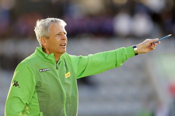 epa04913266 Moenchengladbach&#039;s head coach Lucien Favre reacts during a soccer match of the international Uhrencup soccer tournament between Switzerland&#039;s FC Sion and Germany&#039;s Borussia  ...