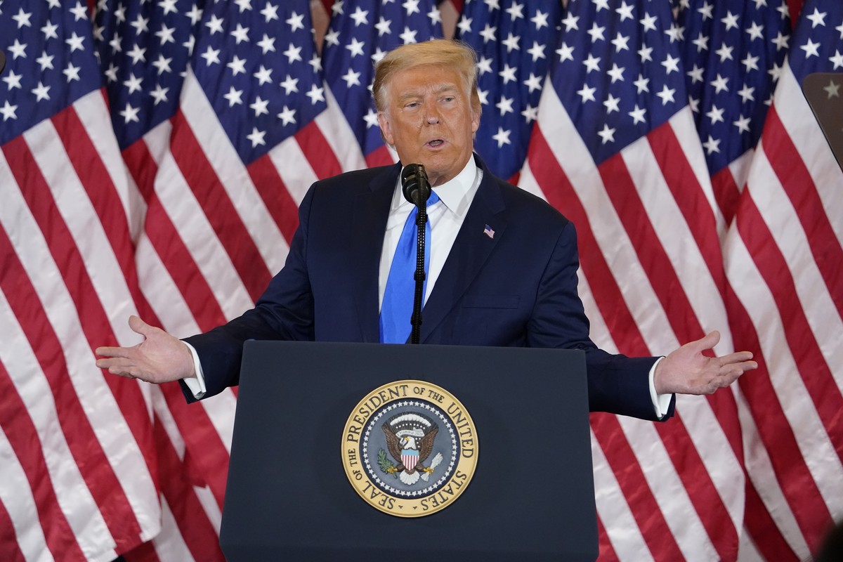 FILE - President Donald Trump speaks in the East Room of the White House, early Wednesday, Nov. 4, 2020, in Washington. (AP Photo/Evan Vucci, File)
Donald Trump