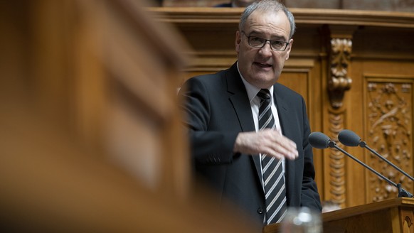 Bundesrat Guy Parmelin spricht waehrend der Wintersession der Eidgenoessischen Raete, am Donnerstag, 29. November 2018 im Nationalrat in Bern. (KEYSTONE/Anthony Anex)