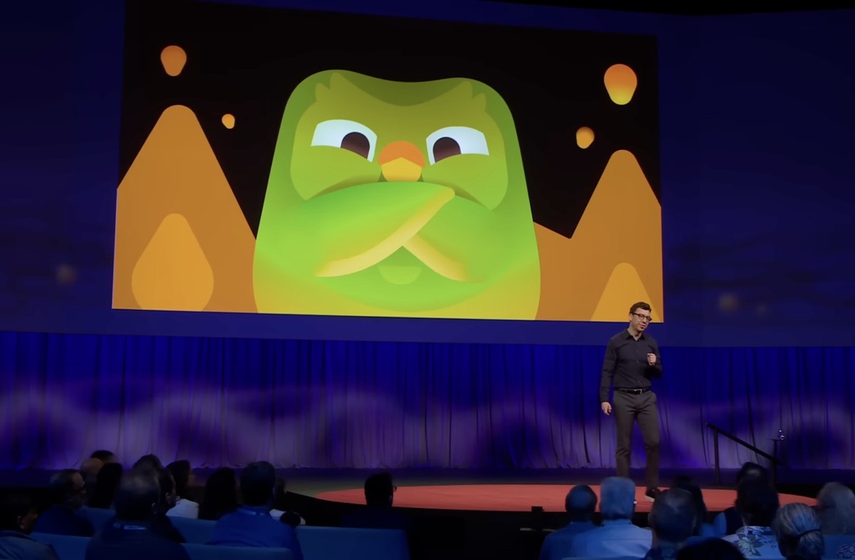 Duolingo-Geschäftsführer Louis von Ahn an einem TED-Talk.
