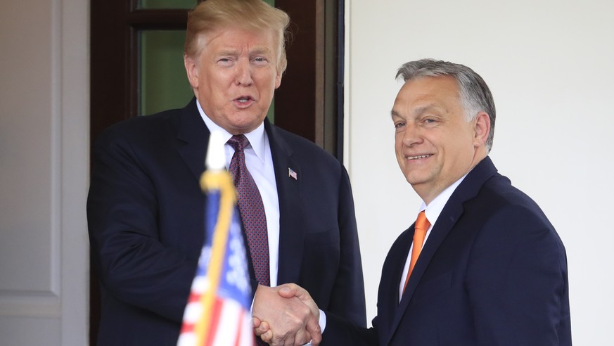 President Donald Trump welcomes Hungarian Prime Minister Viktor Orban to the White House in Washington, Monday, May 13, 2019. (AP Photo/Manuel Balce Ceneta)