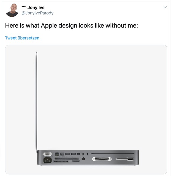 Der Scherz stammt natürlich nicht vom echten Jony Ive.