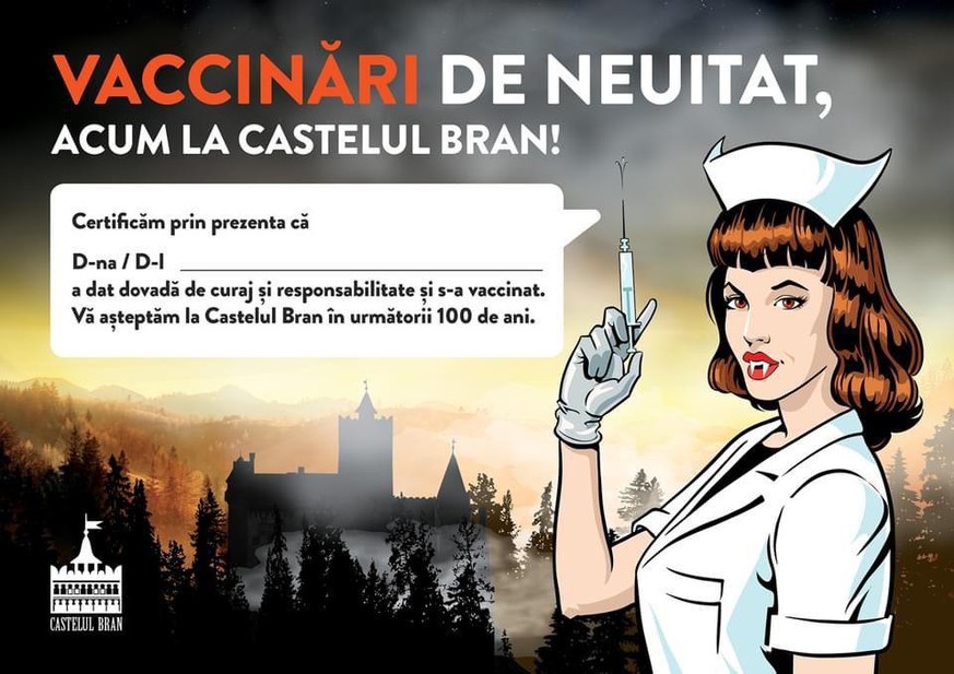 In Rumänien wirbt das «Dracula»-Schloss für Impftermine.