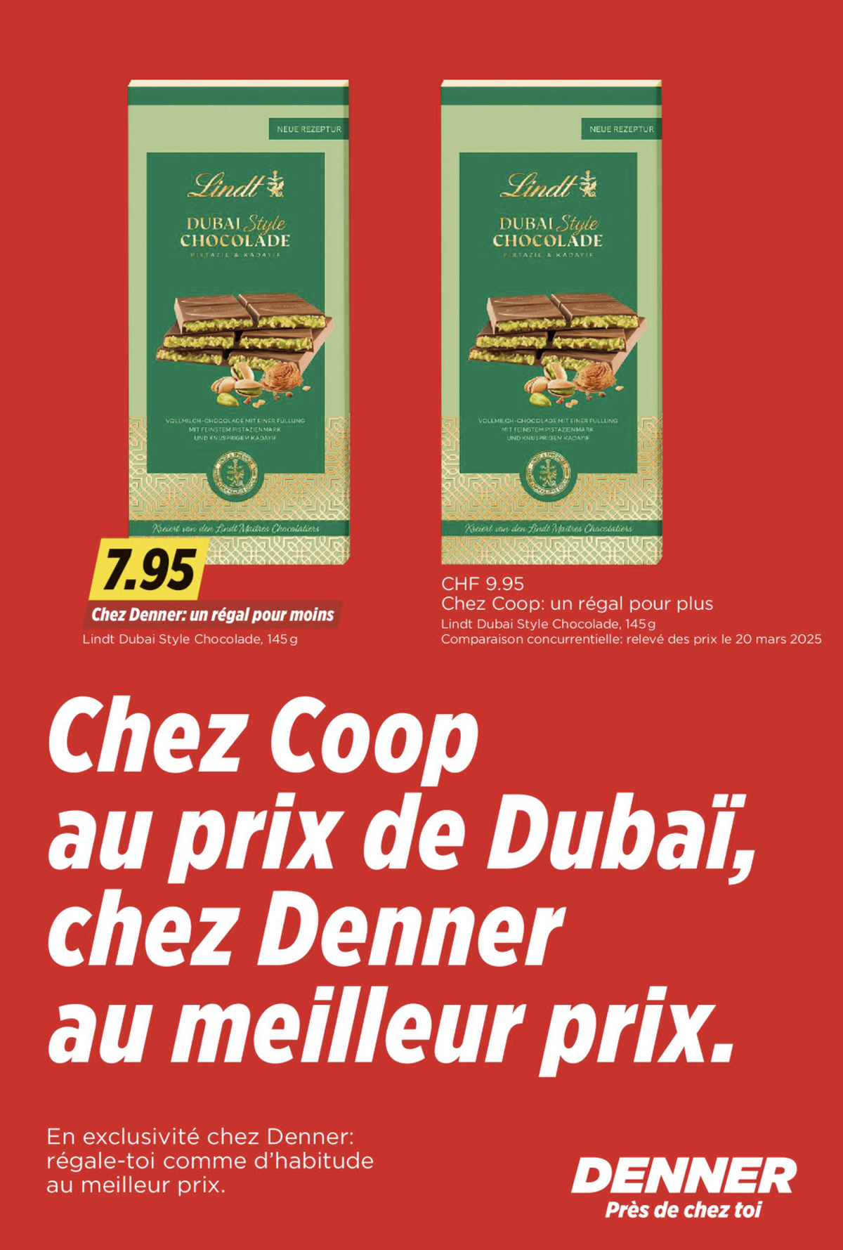 En fin de semaine dernière, Denner a jouer la provocation avec cette pub dans Le Matin Dimanche.