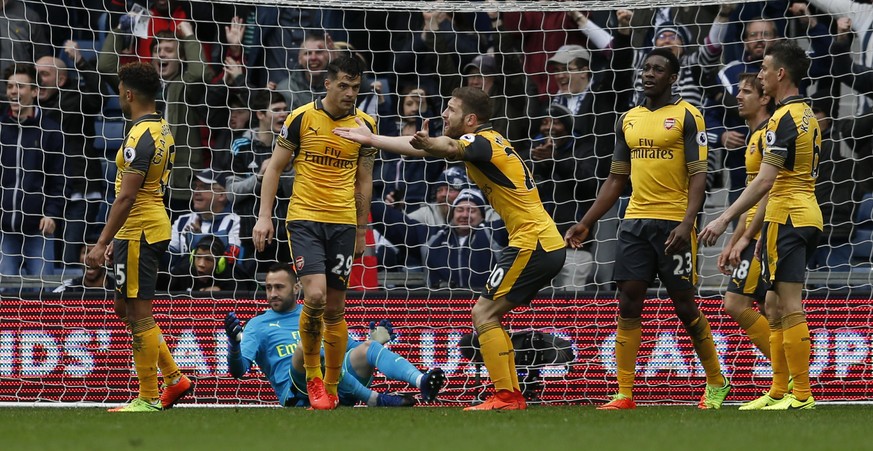 Britain Football Soccer - West Bromwich Albion v Arsenal - Premier League - The Hawthorns - 18/3/17 Arsenal players look dejected after West Bromwich Albion&#039;s Craig Dawson scored their third goal ...