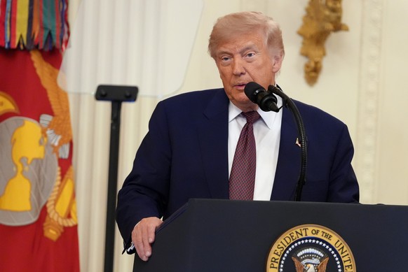 President Donald Trump speaks during a Medal of Honor ceremony in the East Room of the White House, Thursday, June 18, 2026, in Washington. (AP Photo/Jacquelyn Martin)
Donald Trump