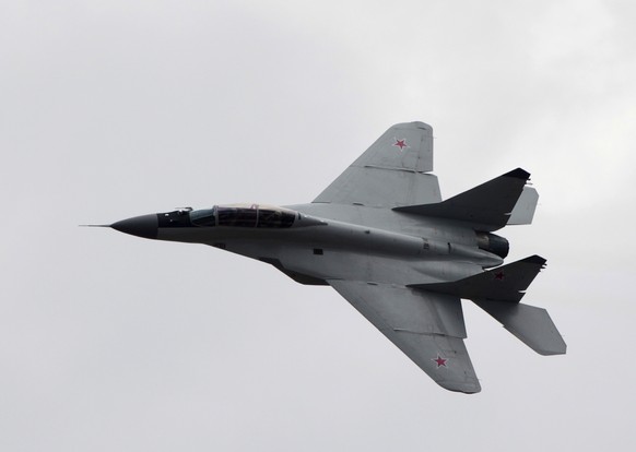 FILE - A Russian MIG-29 plane performs a flight during a celebration marking the Russian air force&#039;s 100th anniversary in Zhukovsky, outside Moscow, Russia on Aug. 11, 2012. Slovakia&#039;s defen ...