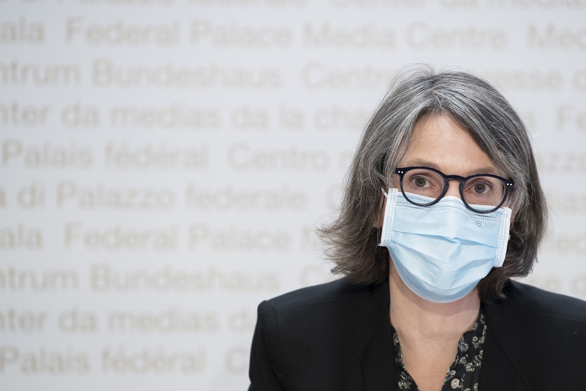 Anne Levy, Direktorin des BAG spricht an einem Point de Presse zur Covid 19 Pandemie, am Mittwoch, 24. Maerz 2021, in Bern. (KEYSTONE/Peter Schneider)