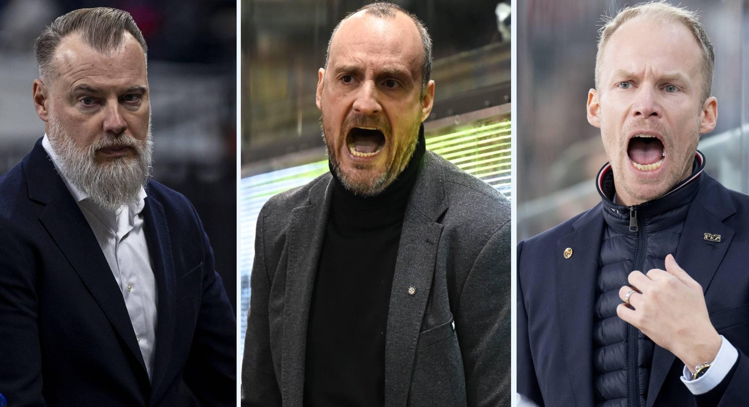 Rikard Grönborg, Christian Wohlwend und Johan Lundskog müssen um ihren Job bangen.