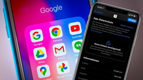 Google-Apps auf dem iPhone. Noch fehlen die Datenschutz-Angaben.