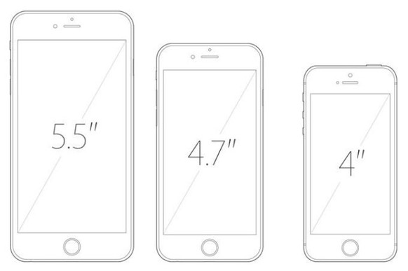 iPhone 6 Plus (links), iPhone 6 und iPhone 5C.