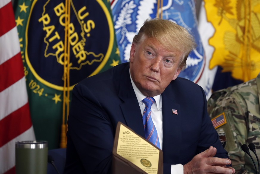 President Donald Trump participates in a roundtable on immigration and border security at the U.S. Border Patrol Calexico Station in Calexico, Calif., Friday April 5, 2019. Trump headed to the border  ...