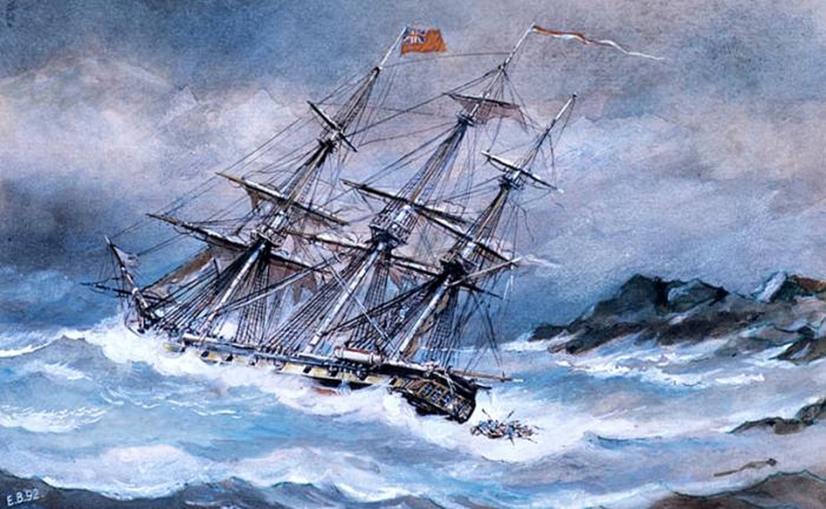 Die HMS Lutine sinkt.