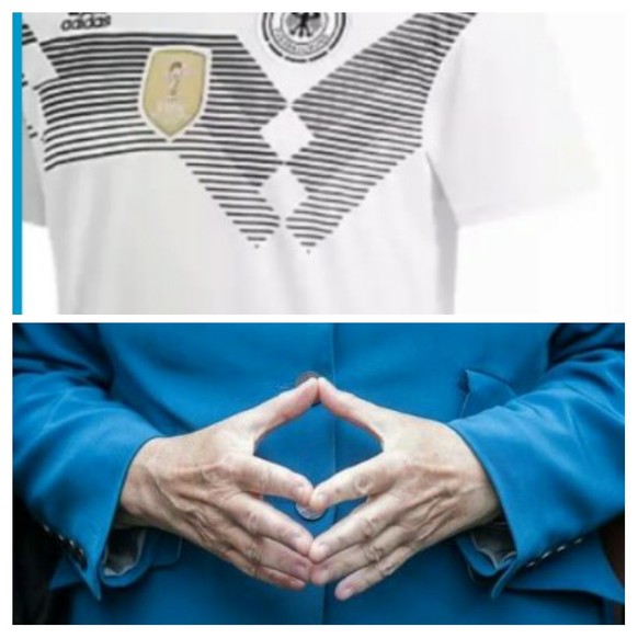 Diese Teams kÃ¤men weiter, ginge es an der WM nur um ihre Trikots â einverstanden?!
Auf Deutschlands Trikot ist eindeutig zu erkennen wie die Balken die Merkel-Raute formen!