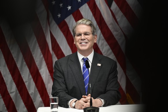 US Treasury Secretary Scott Bessent during a press conference after the trade talks between the US and China in Stockholm, Sweden, Tuesday, July 29, 2025. (Magnus Lejhall/TT News Agency via AP)
Sweden ...