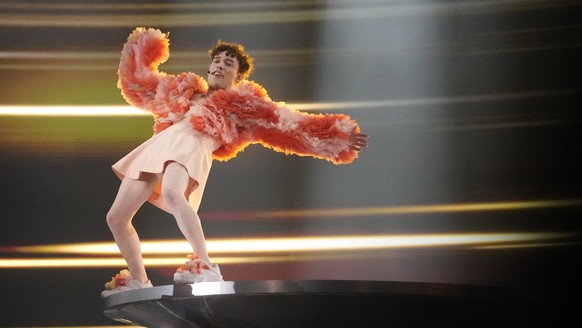 Nemo of Switzerland performs the song The Code during the Grand Final of the Eurovision Song Contest in Malmo, Sweden, Saturday, May 11, 2024. (AP Photo/Martin Meissner)
Bambie Thug