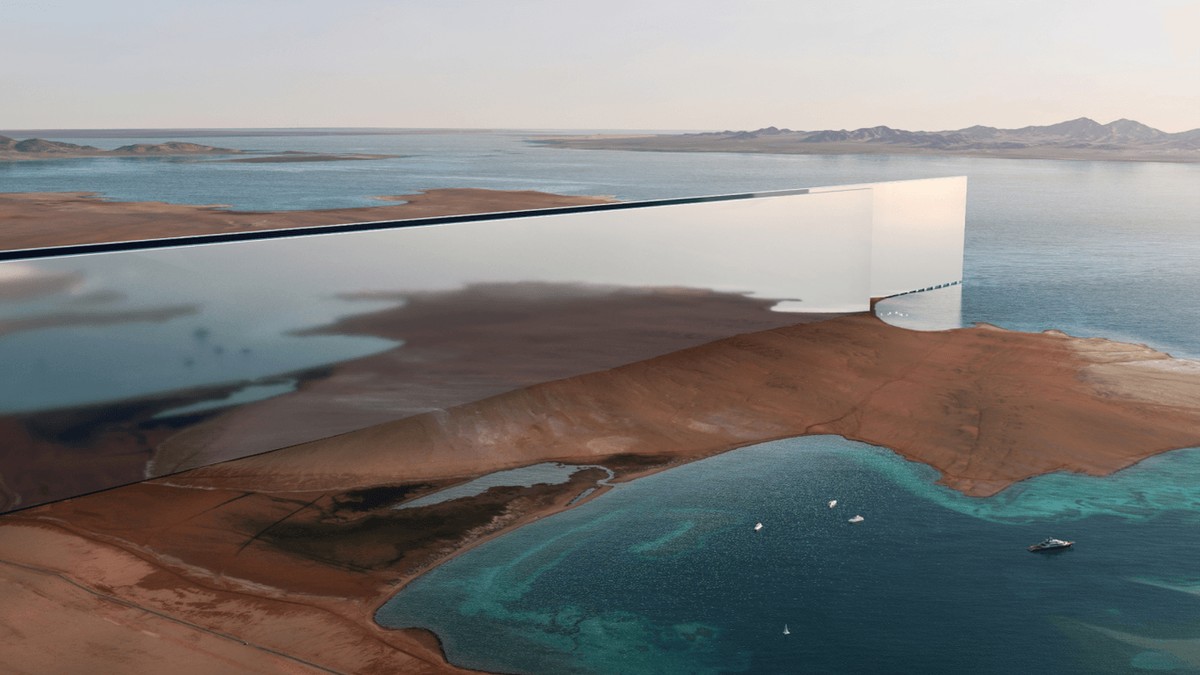 Une visualisation par ordinateur de «The Line»: les concepteurs ont imaginé le bâtiment phare du projet comme un «sidecraper» – un gratte-ciel couché sur le côté.