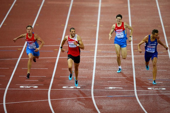 Der grösste Moment seiner Karriere: Kariem Hussein überquert die Ziellinie als erster, ist Europameister über 400 m Hürden.