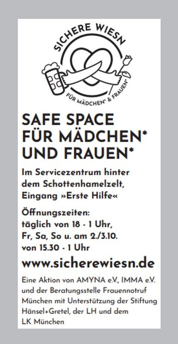 Flyer Safe Space Oktoberfest München 2023