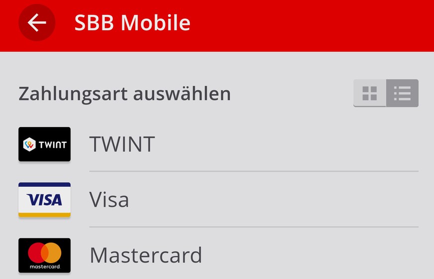 Twint kann neu in der SBB-App als Zahlungsmethode hinterlegt werden.