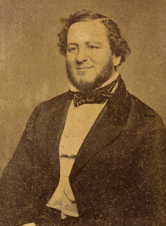 Judah P. Benjamin, 1861. Benjamin war der erste praktizierende Jude, der in den Senat der Vereinigten Staaten gewählt wurde. Nachdem er der Konföderation gedient hatte, floh er 1865 nach England, wo e ...