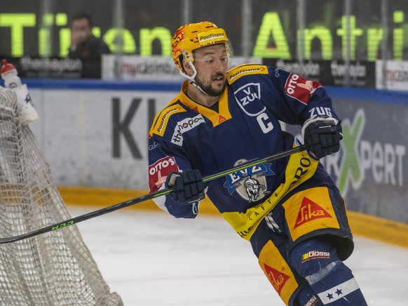 Der PostFinance Topscorer Jan Kovar vom EV Zug beim Eishockey Playoff-Finalspiel, Spiel 3, der National League zwischen dem EV Zug und den ZSC Lions am Samstag, 23. April, in Zug. (POSTFINANCE/KEYSTON ...