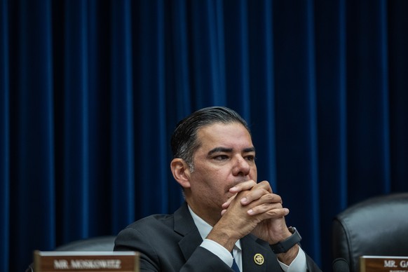 epa11719209 US representative for California&#039;s 42nd congressional district Robert Garcia attends a joint hearing of the Committee on Oversight and Accountability Subcommittees on Cybersecurity, I ...