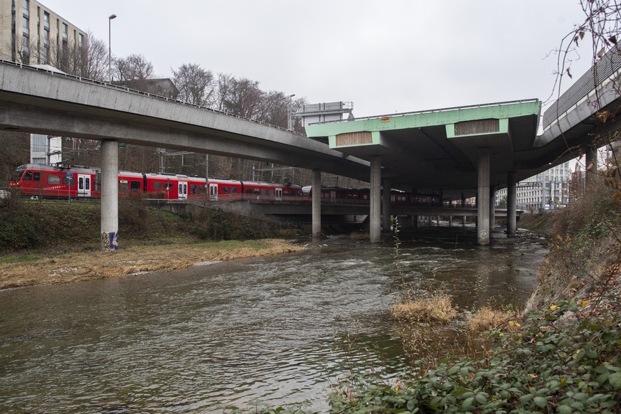 Blick auf den Autobahnanschluss A3W der Sihlhochstrasse, am Dienstag, 18. Dezember 2018, in Zuerich. (KEYSTONE/Ennio Leanza)