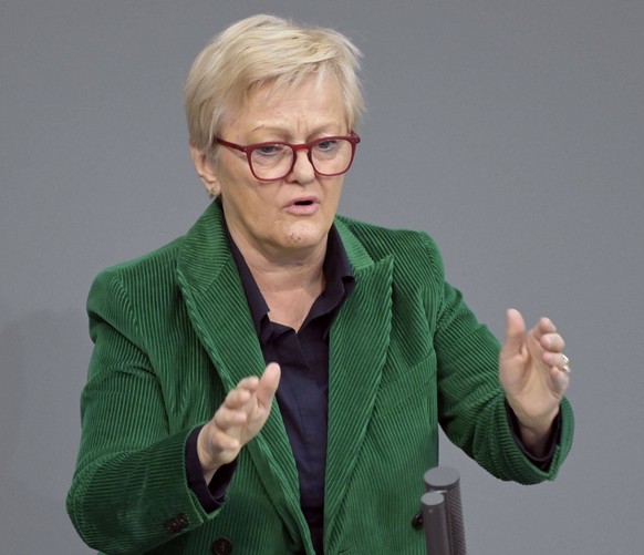 Die deutsche Politikerin Renate Künast (Grüne) im Januar 2024 im Bundestag.