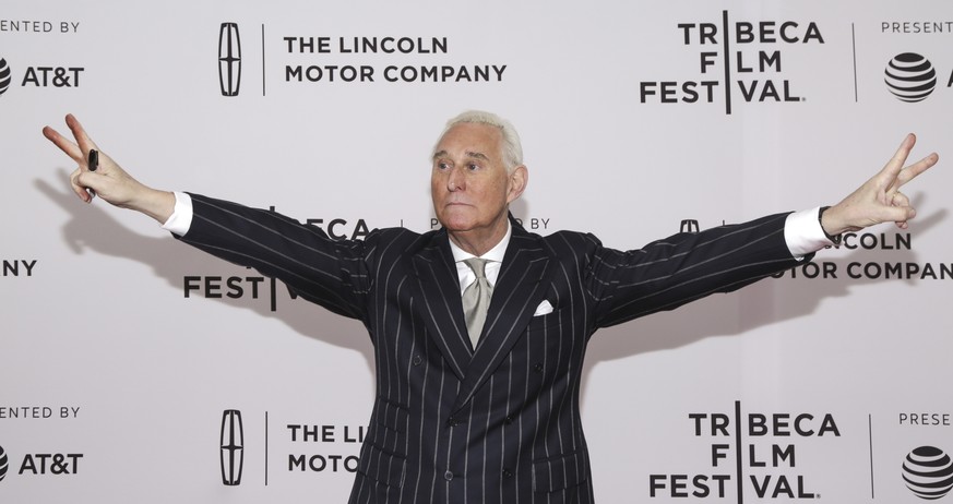 Political consultant Roger Stone attends a screening of &quot;Get Me Roger Stone&quot; at the SVA Theatre during the 2017 Tribeca Film Festival on Sunday, April 23, 2017 in New York. (Photo by Brent N ...