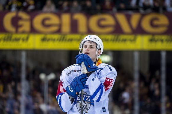 Gregory Hofmann (EVZ) is seen after a National League regular season game of the Swiss Championship between Geneve-Servette HC, GSHC, and EV Zug, EVZ, at the ice stadium Les Vernets in Geneva, Switzer ...