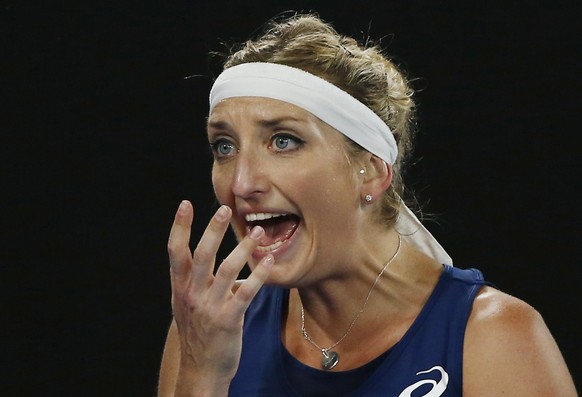 Tennis - Australian Open - Melbourne Park, Melbourne, Australia - 21/1/17 Switzerland&#039;s Timea Bacsinszky reacts during her Women&#039;s singles third round match against Australia&#039;s Daria Ga ...